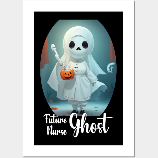 Future Nurse Ghost Student Funny Halloween Nursing Ghost Wall Art by DesignHND